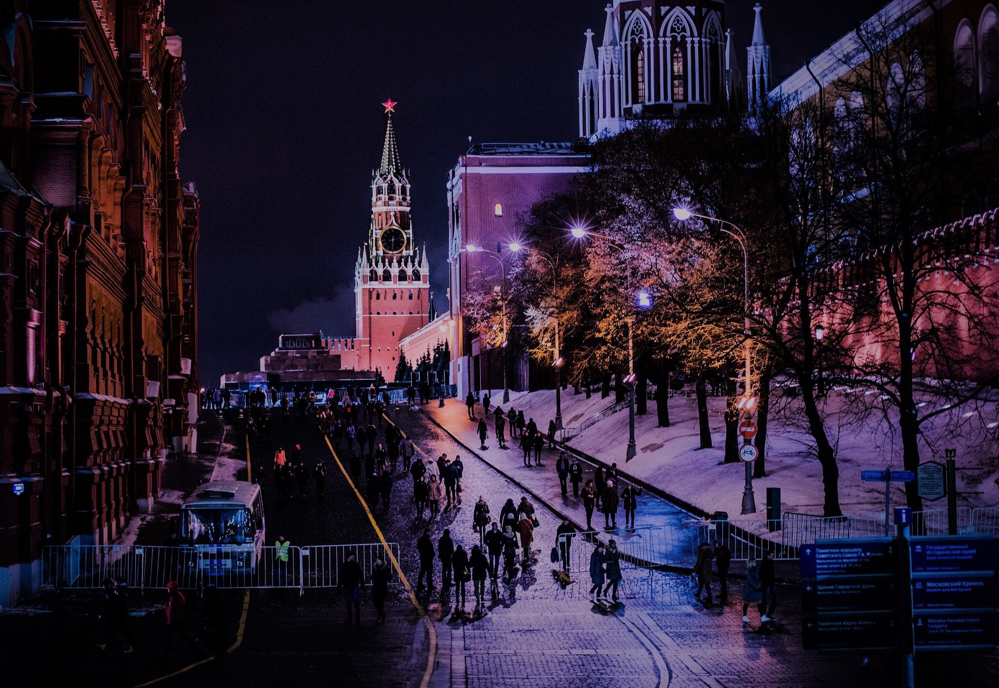 2048x1411 Wallpaper Russia, night, winter, Moscow, Red Square for mobile and desktop, section город, resolution 2048x1411