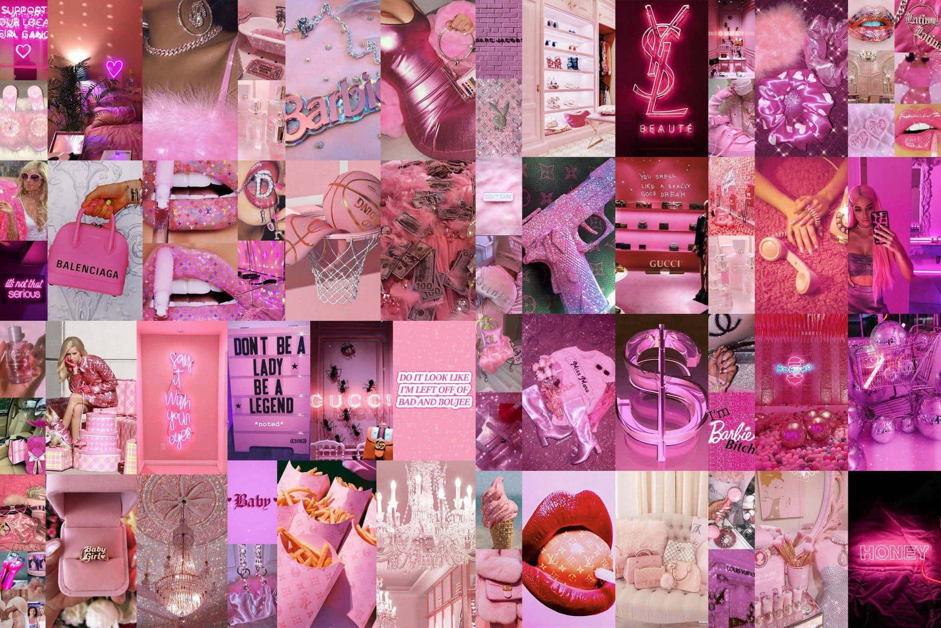 1920x1281 Download Pink Baddie Money Aesthetic Collage Wallpaper