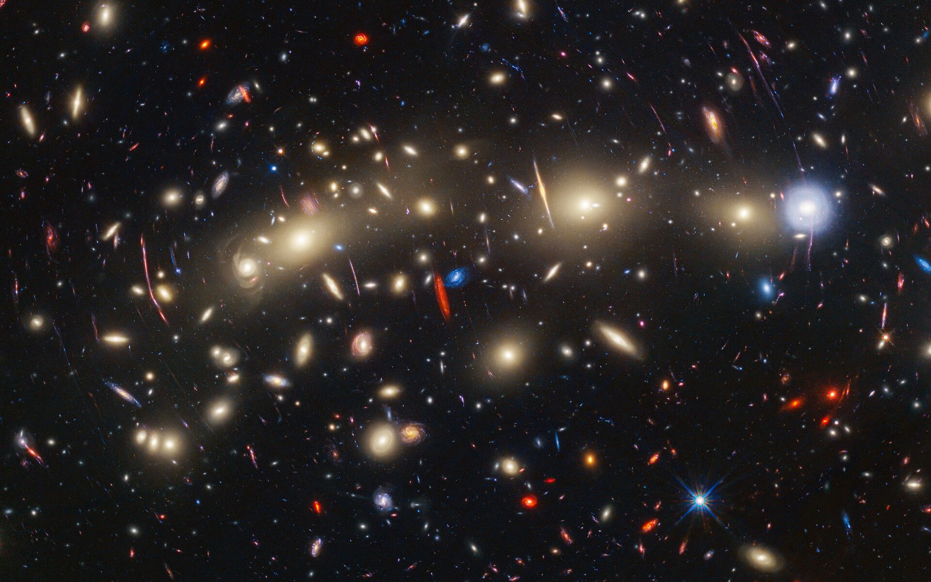 1920x1200 Galaxy Cluster MACS0416 (Hubble And Webb Composite Image)