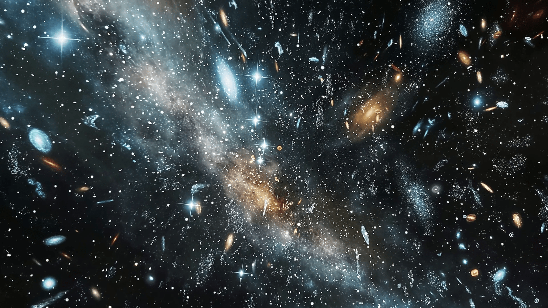 1920x1080 Flying Through Gigantic Galaxy Cluster With Millions Of Stars