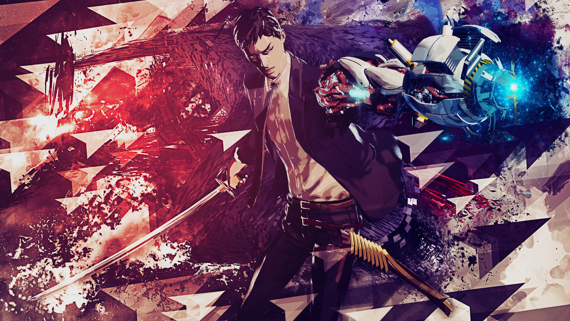 1920x1080 Wallpaper abstract, katana, Video Game, technology, Killer Is Dead, Mondo Zappa for mobile and desktop, section игры, resolution 1920x1080