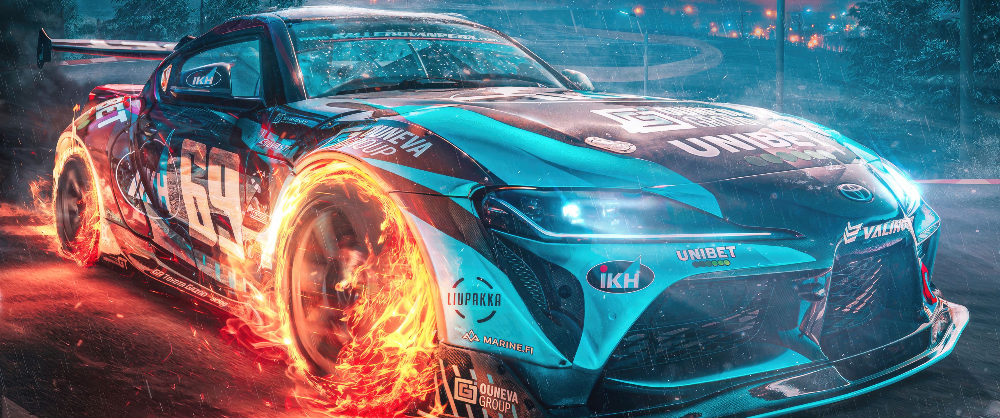 3440x1440 Sci Fi Car With Fiery Wheels UltraWide Quad HD 1440P , HD 4k Wallpaper, Image, Background, Photos and Picture