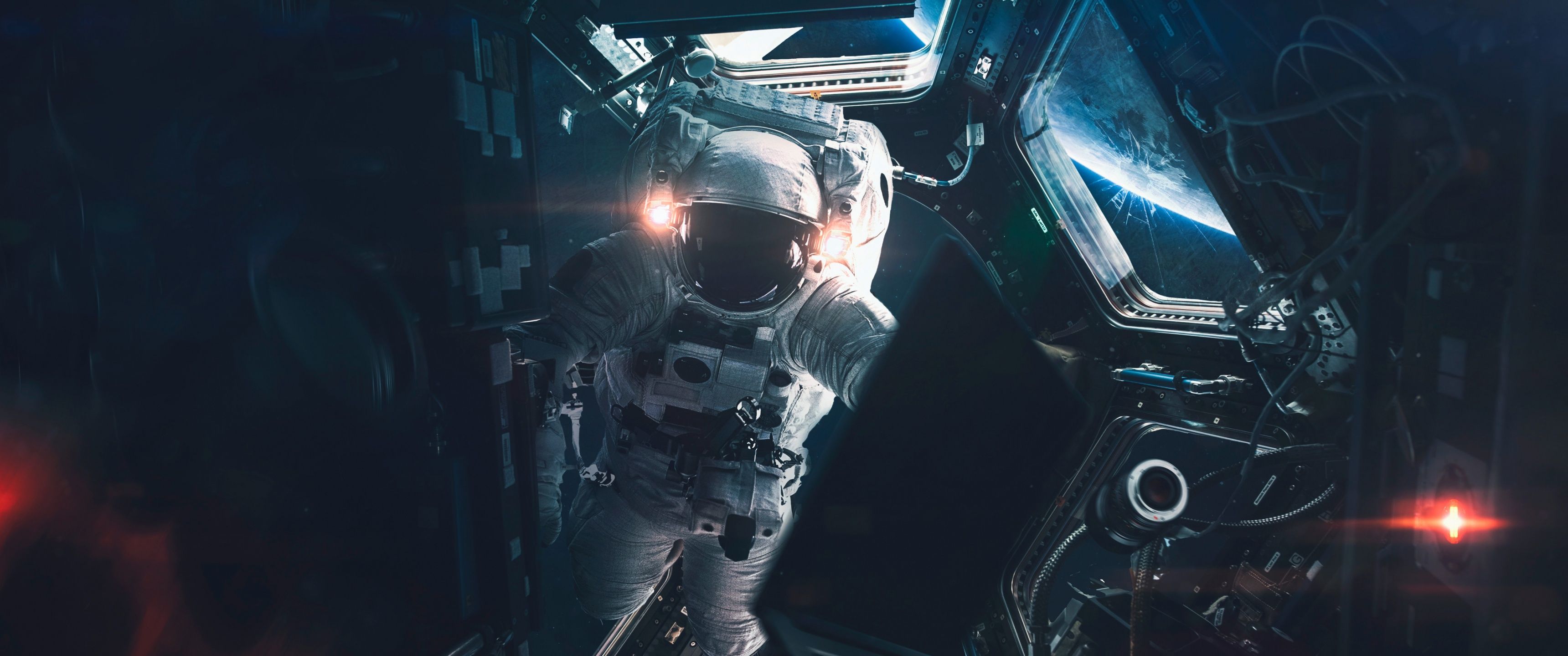 3440x1440 Astronaut Wallpaper 4K, Space station, Laptop, Space suit