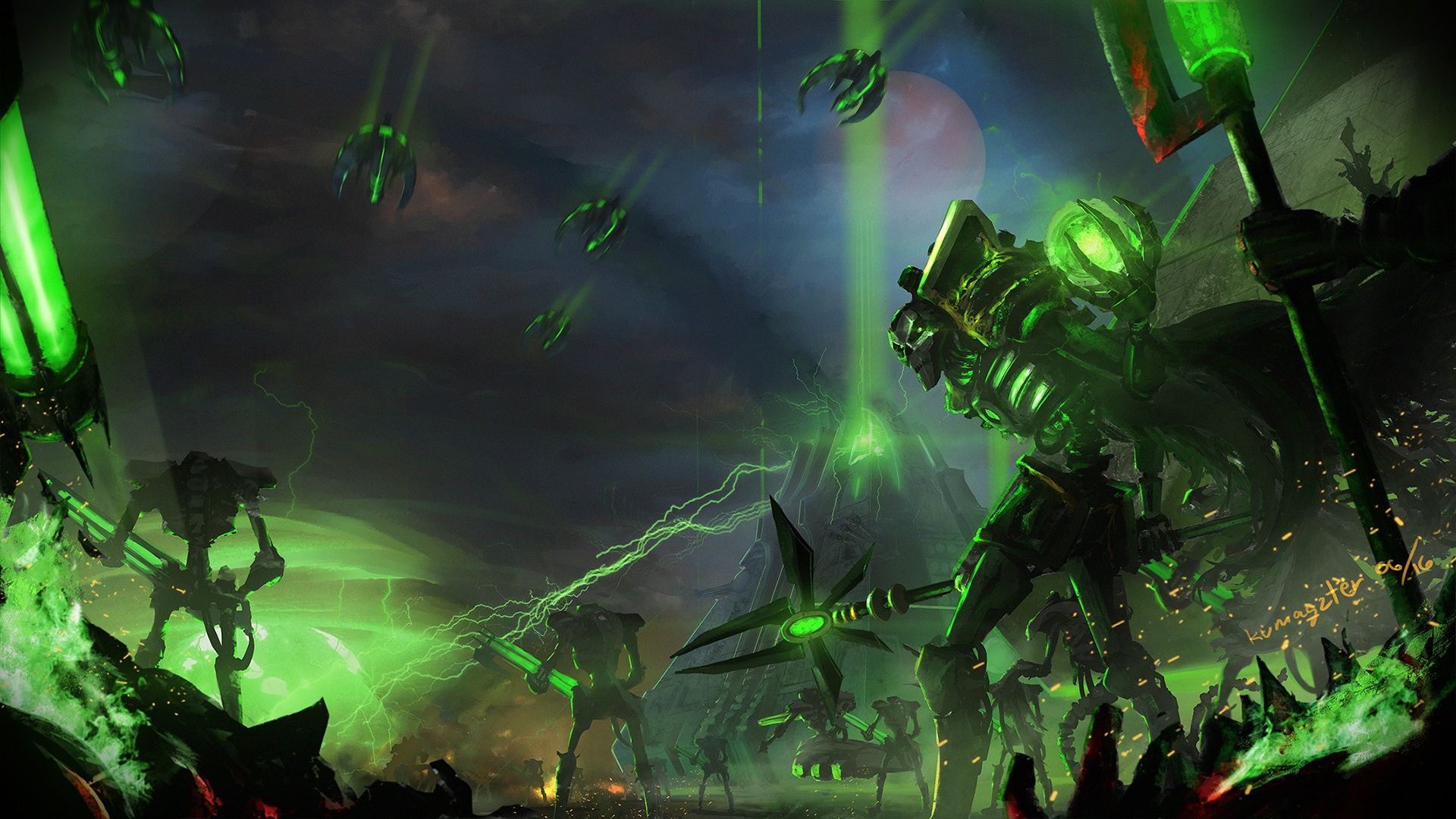 1920x1080 Wallpaper army, necrons, Warhammer 40 monolith, lord necron for mobile and desktop, section фантастика, resolution 1920x1080