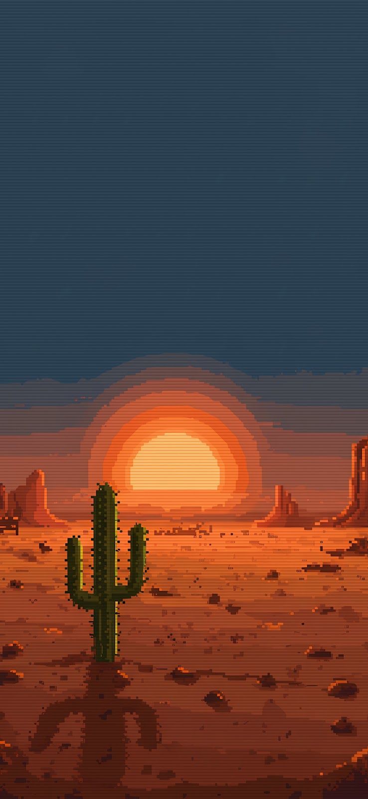 738x1600 Pixel Art Desert Sunset iPhone Wallpaper