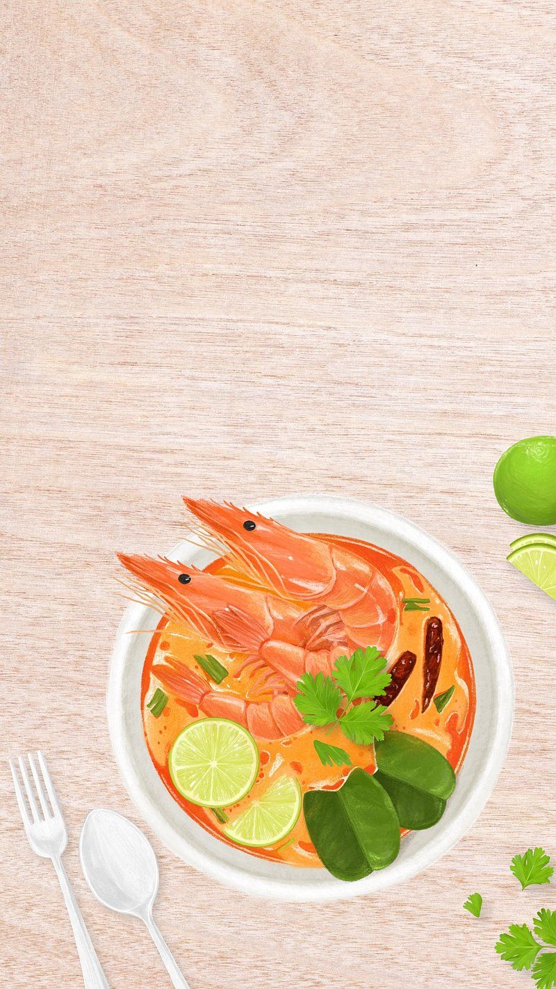 800x1422 Thai Food Drawing Image Wallpaper