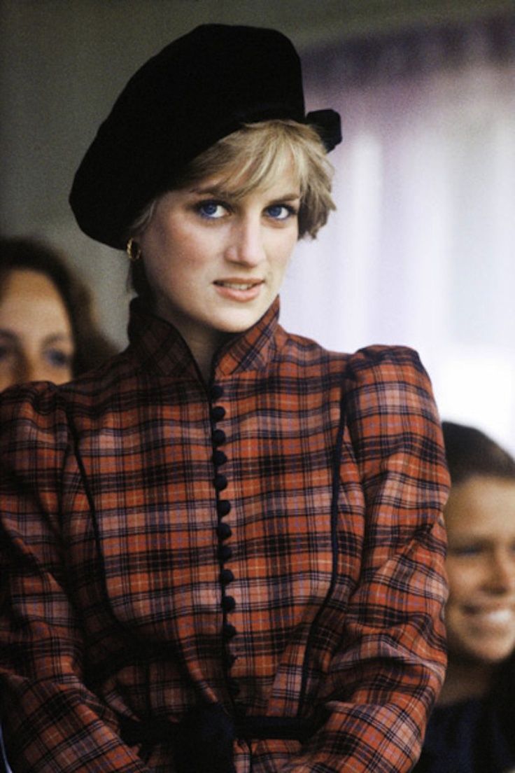 736x1104 Diana, Princess of Wales, wearing a tartan dress designed