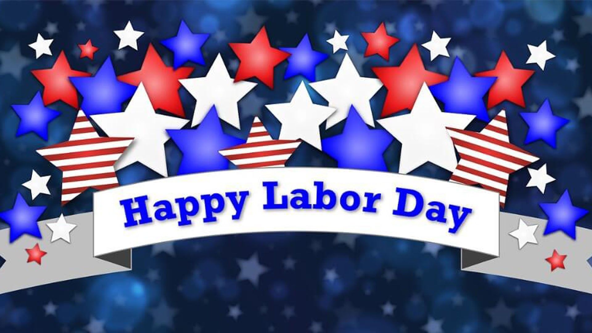 1920x1080 Happy Labor Day Word In Red Blue White Stars Background HD Labor Day Wallpaper