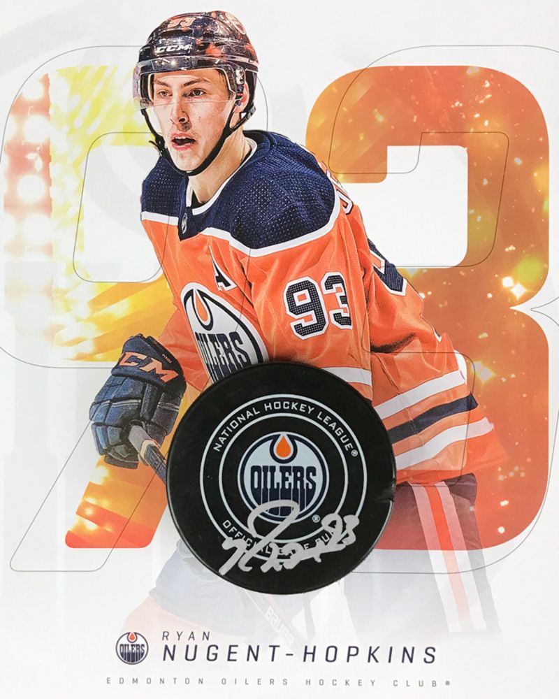 800x1000 Ryan Nugent Hopkins Edmonton Oilers Goal Puck From October 2019 Vs Philadelphia Flyers (1st Goal Of Season)