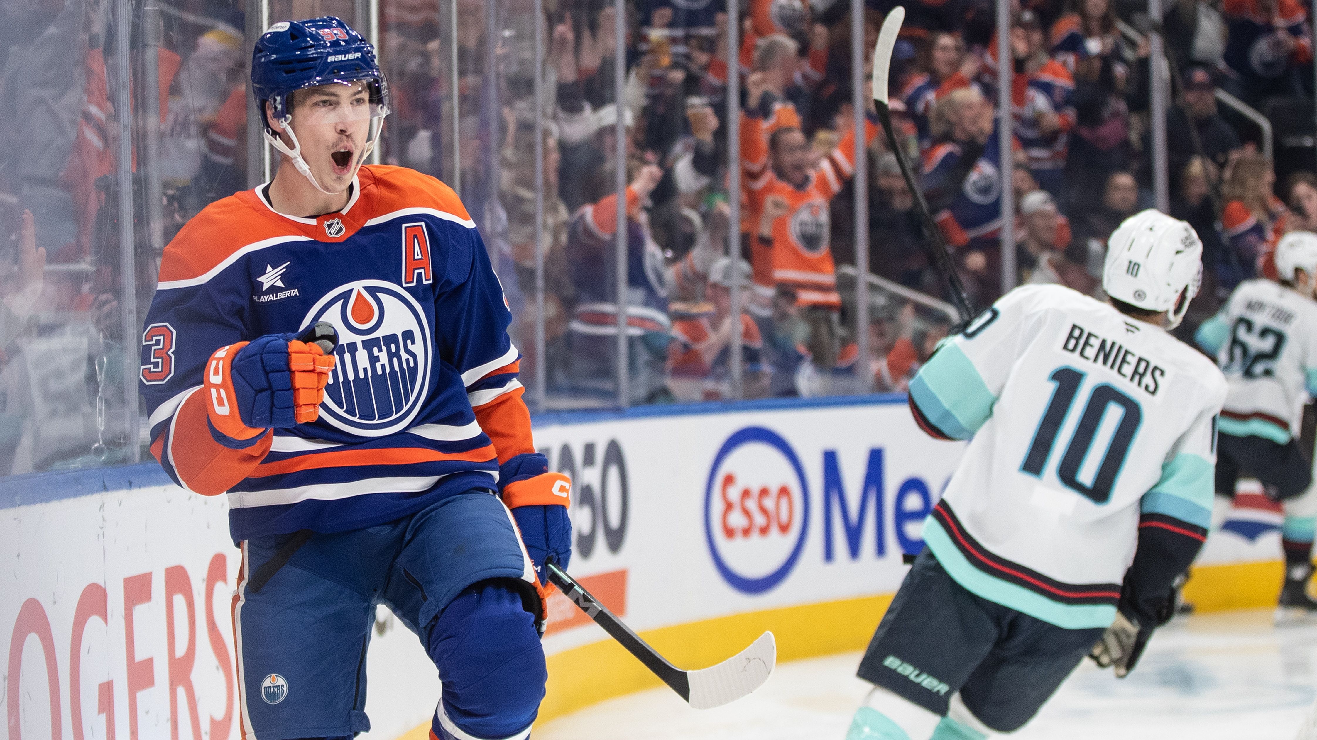 4489x2524 Ryan Nugent Hopkins Nets Hat Trick As Edmonton Oilers Edge Seattle Kraken