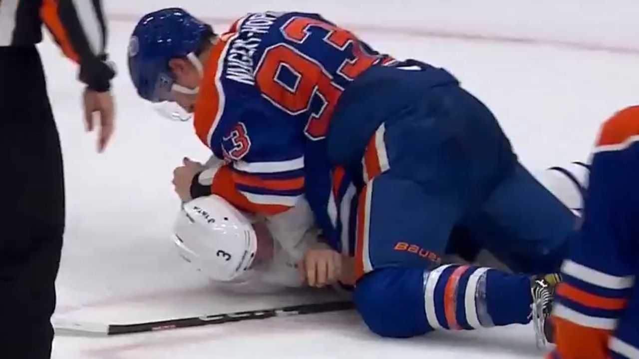 1280x719 'Two Unlikely Combatants': Oilers' Nugent Hopkins Drops Gloves With Maple Leafs' Holl