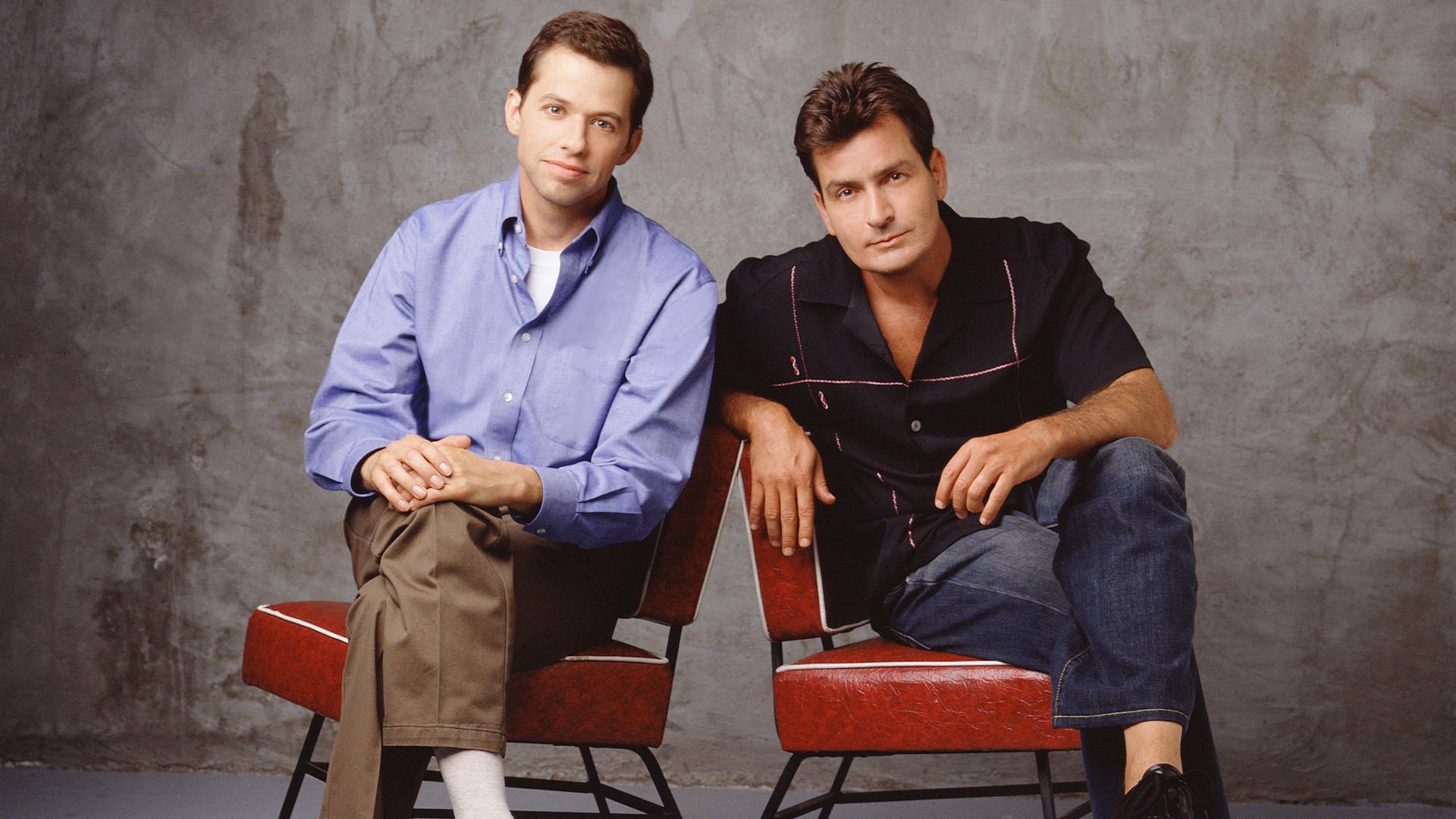 1920x1080 Wallpaper actor, the series, Charlie Sheen, John Cryer, Two and a half men, Two and a Half Men for mobile and desktop, section мужчины, resolution 1920x1080