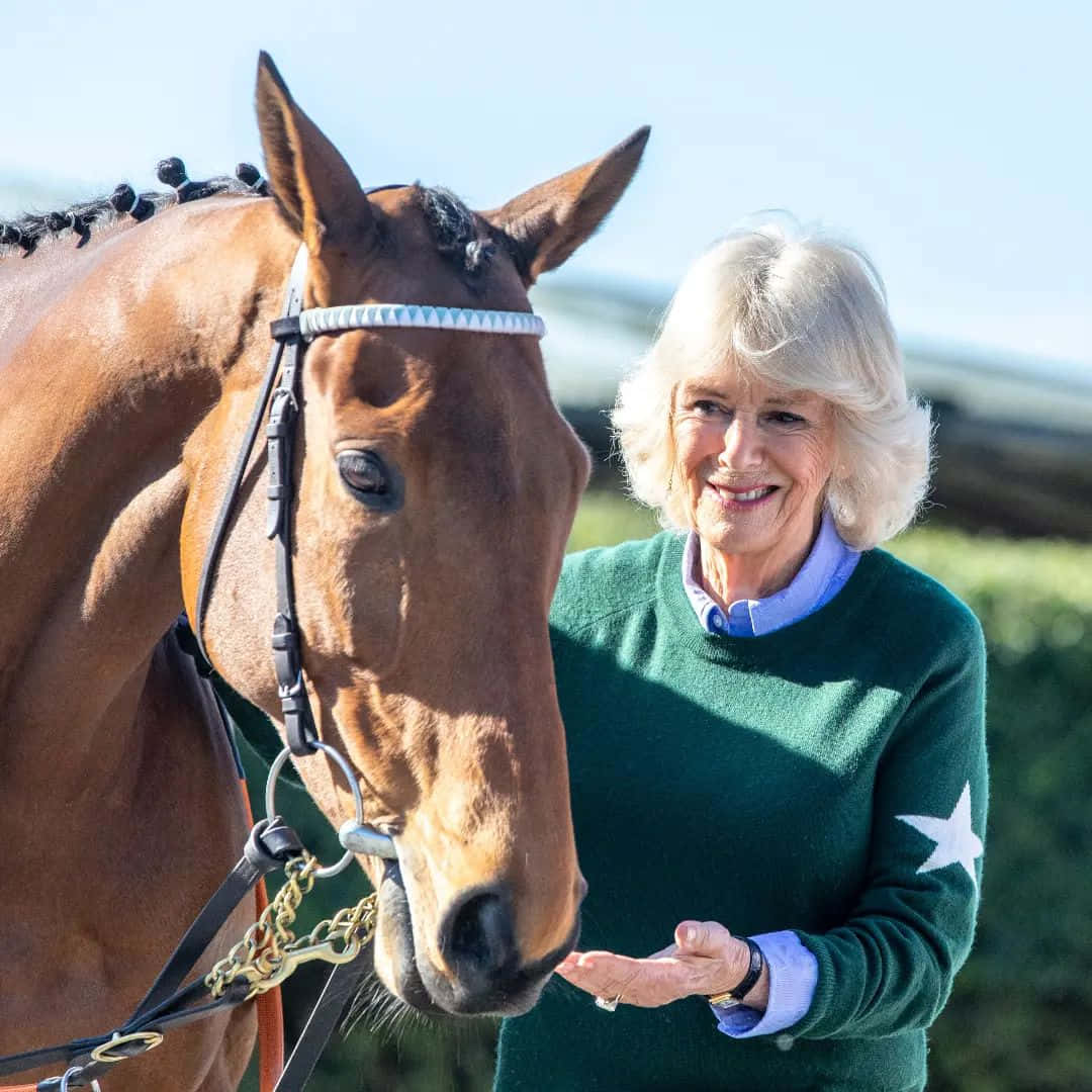1080x1080 Download Queen Camilla With Horse Wallpaper