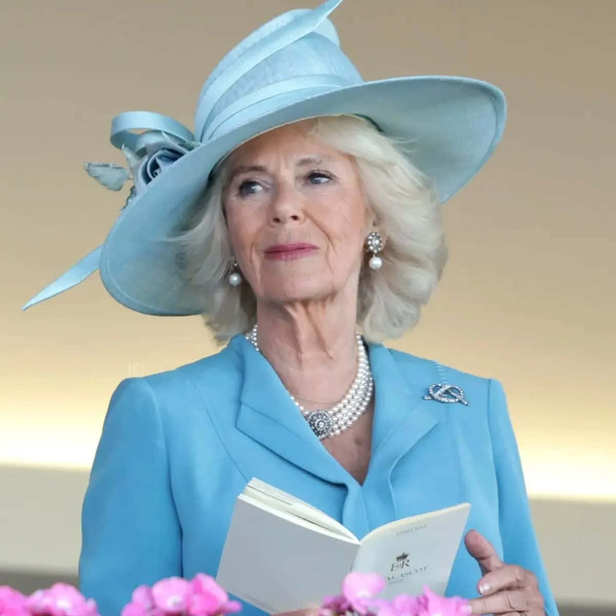 1200x1200 Download Queen Camilla With Sloped Hat Wallpaper