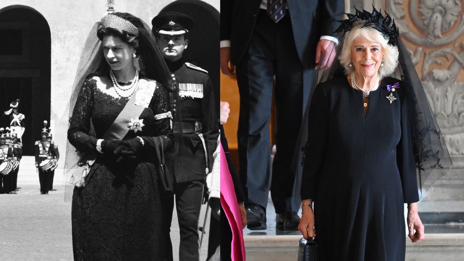 1920x1080 Queen Camilla Wears Queen Elizabeth's $000 Brooch to Vatican—And Her Dramatic Black Veil Has a Hidden Meaning