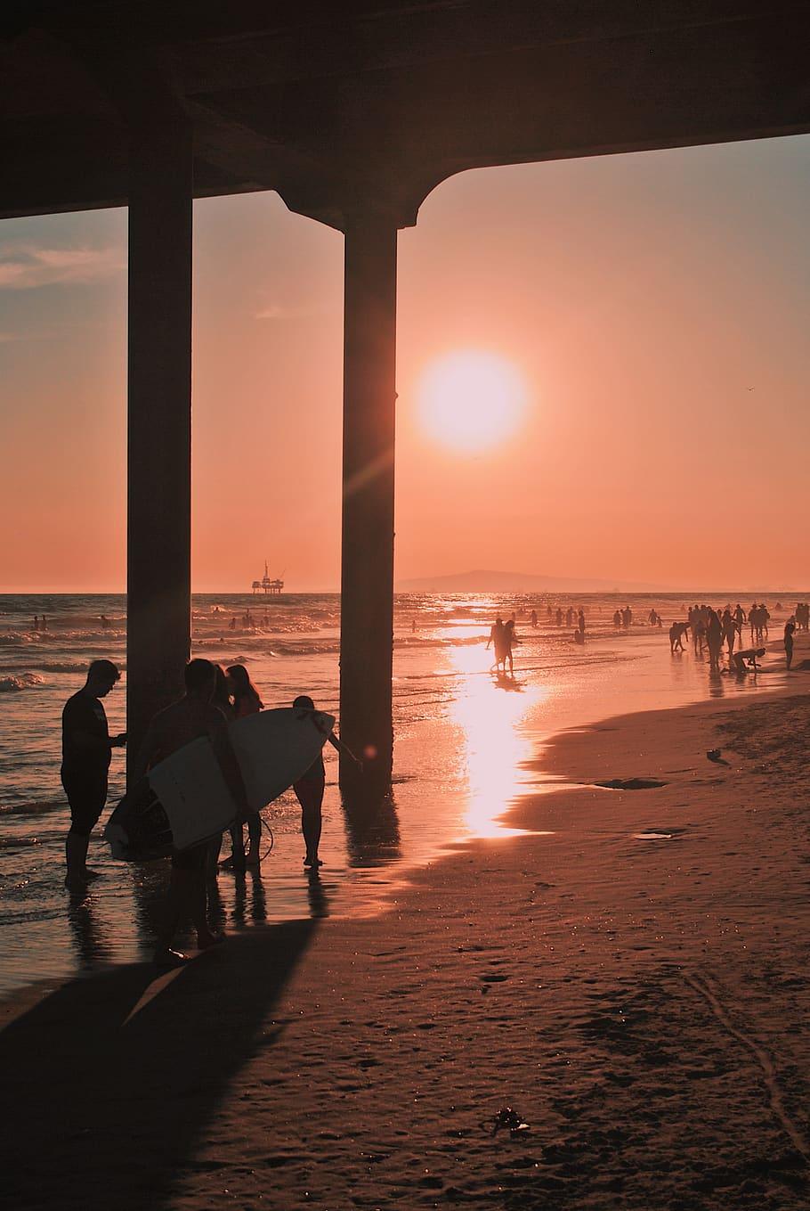 910x1359 HD wallpaper: united states, huntington beach, sunset, sea, sky