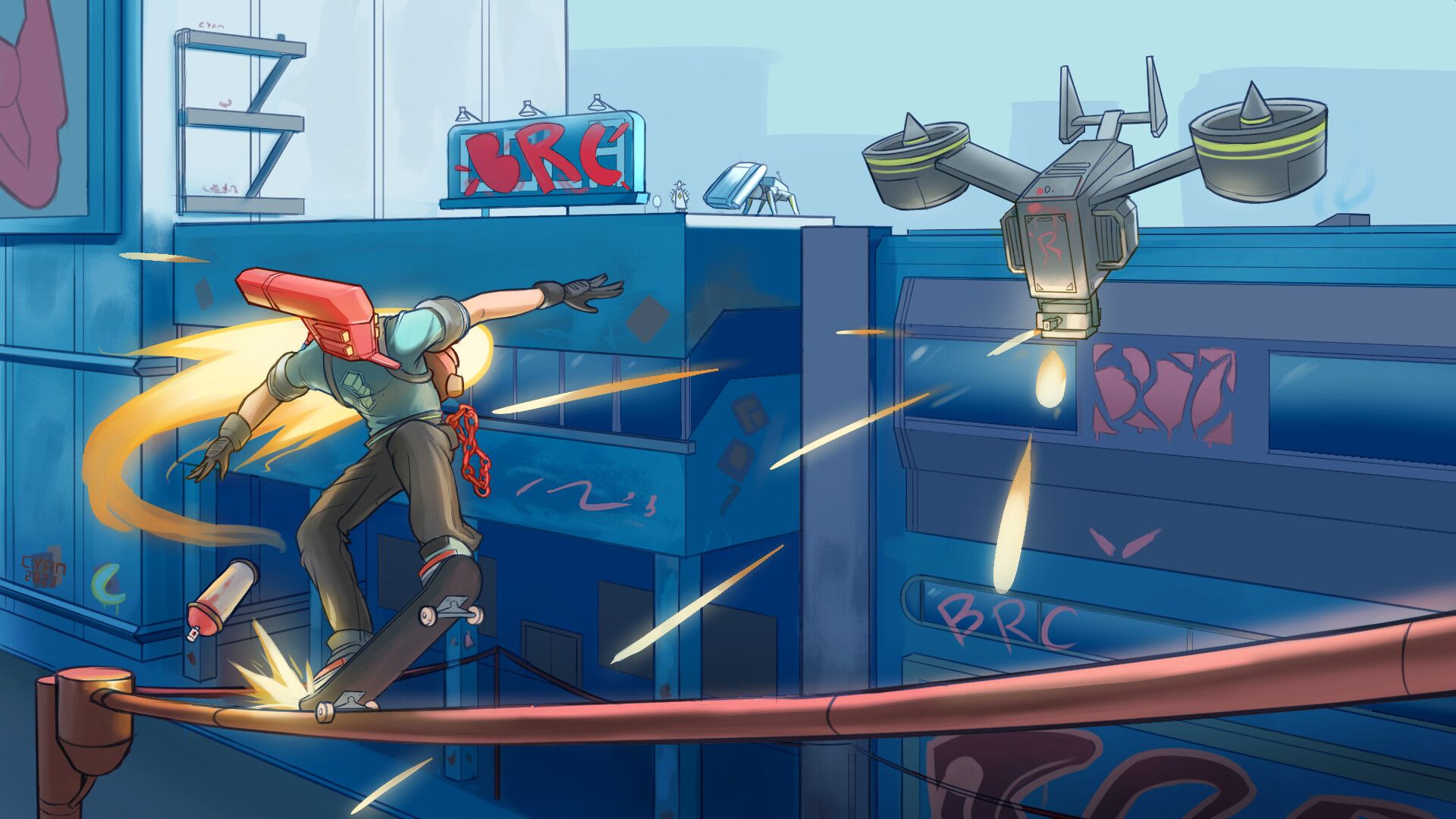 1920x1080 Bomb Rush Cyberfunk Fan Illustration