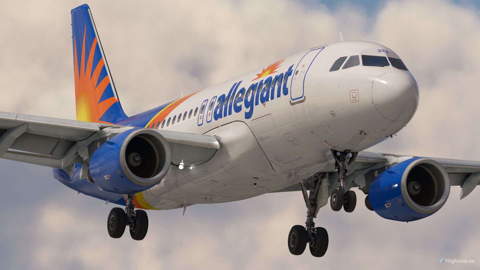 1920x1080 Allegiant Air. N323NV. W Cabin. Fenix A319 (8K + 4K) Liveries For MSFS