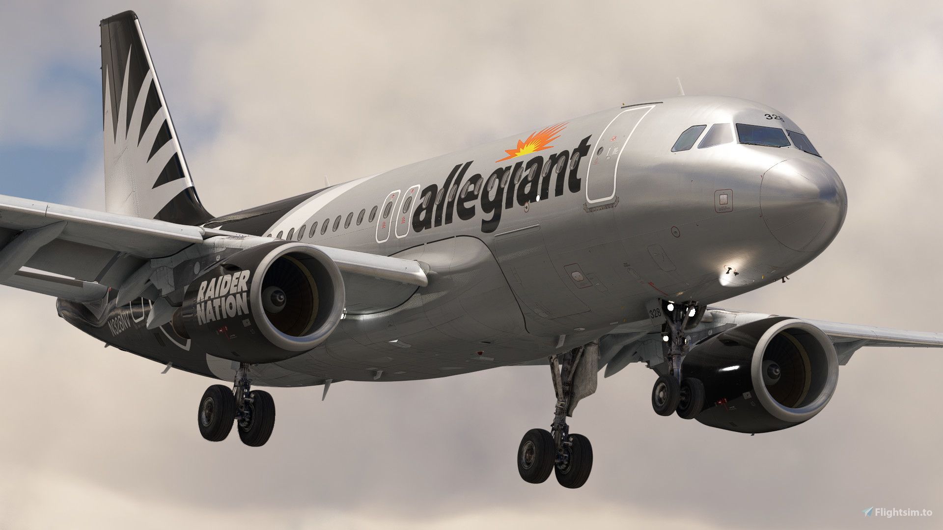 1920x1080 Allegiant Air 'Las Vegas Raiders'. N328NV. W Cabin. Fenix A319 (8K + 4K) Liveries For MSFS