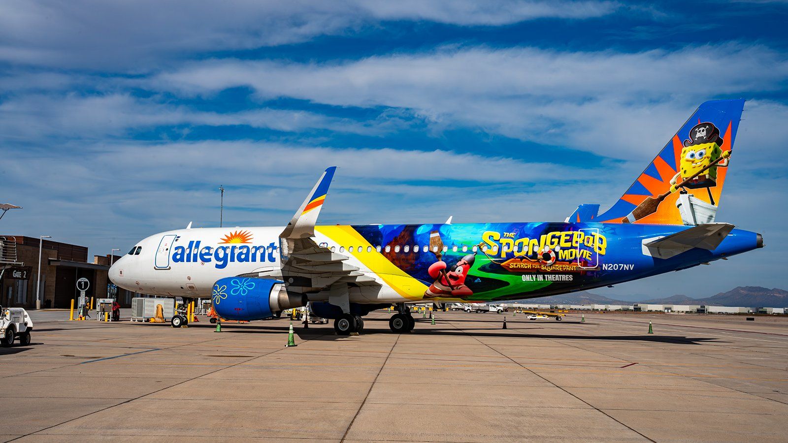 1600x900 Allegiant helps to promote “The SpongeBob Movie: Search for SquarePants” with a new livery on N207NV. World Airline News