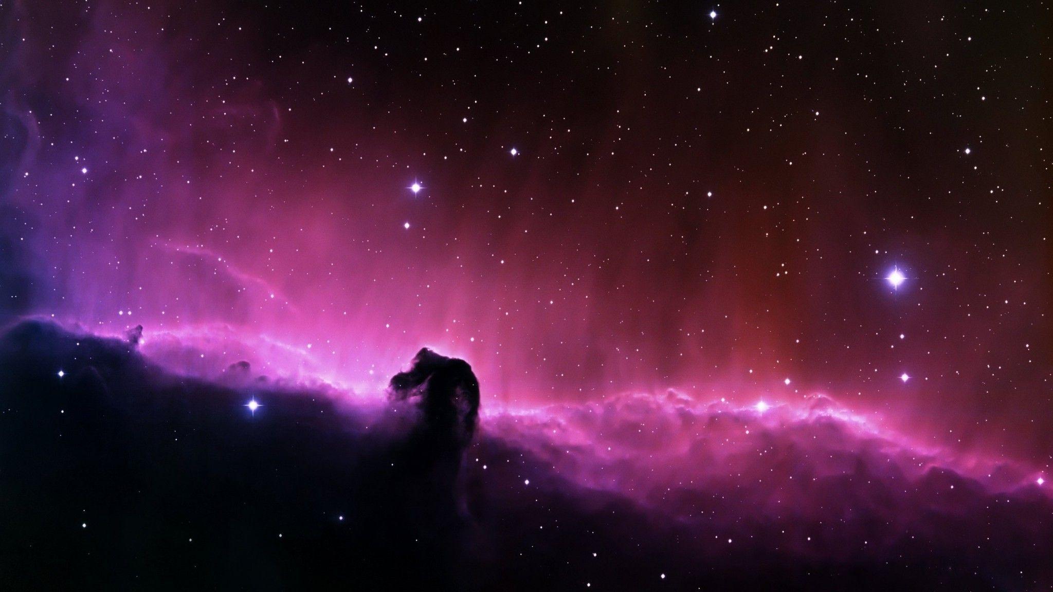 2048x1152 Download 2048x1152 Pink Nebula, Stars, Galaxy Wallpaper