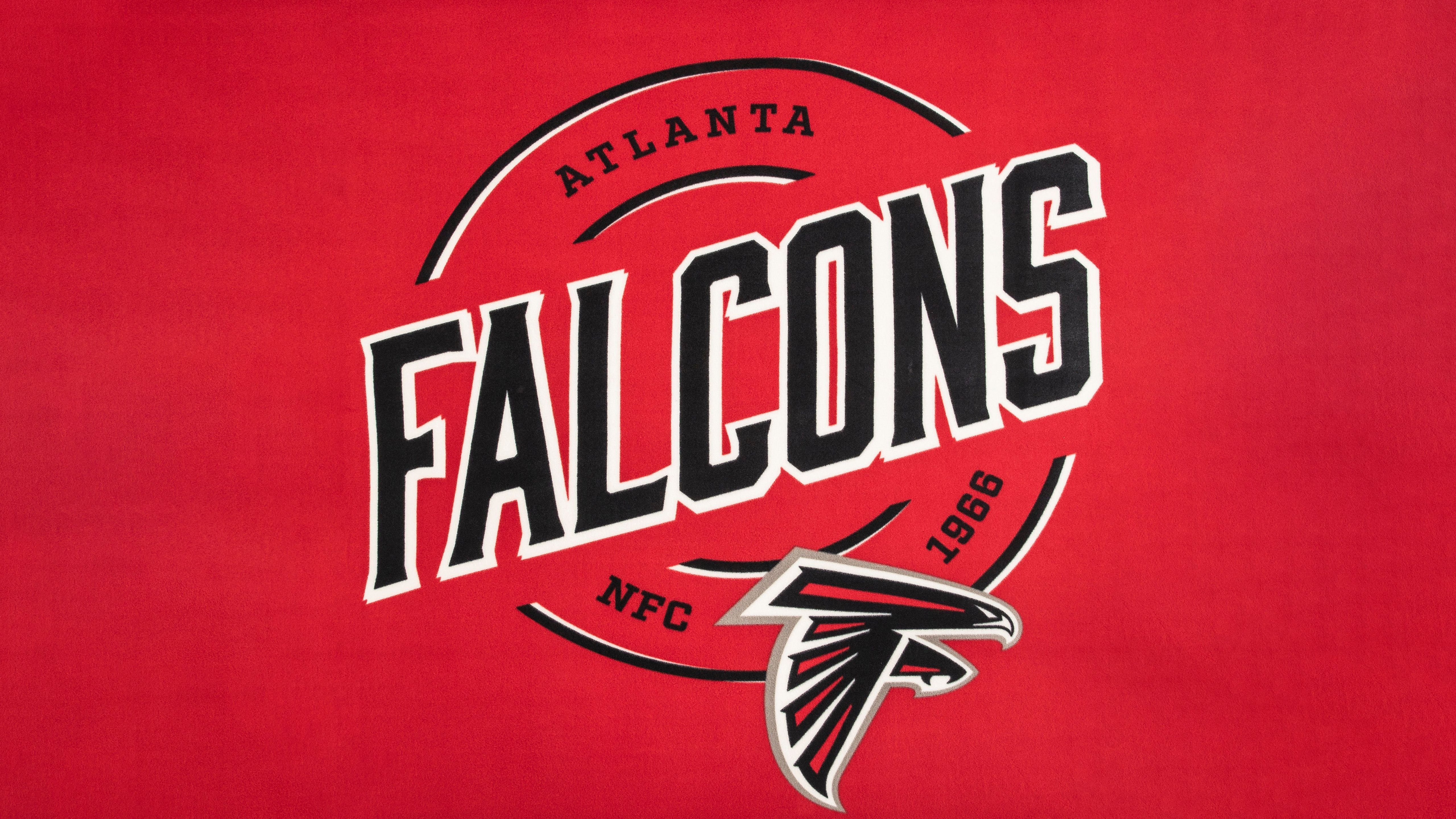 5120x2880 Atlanta Falcons Wallpaper 4K, NFL team, Logo, Red background