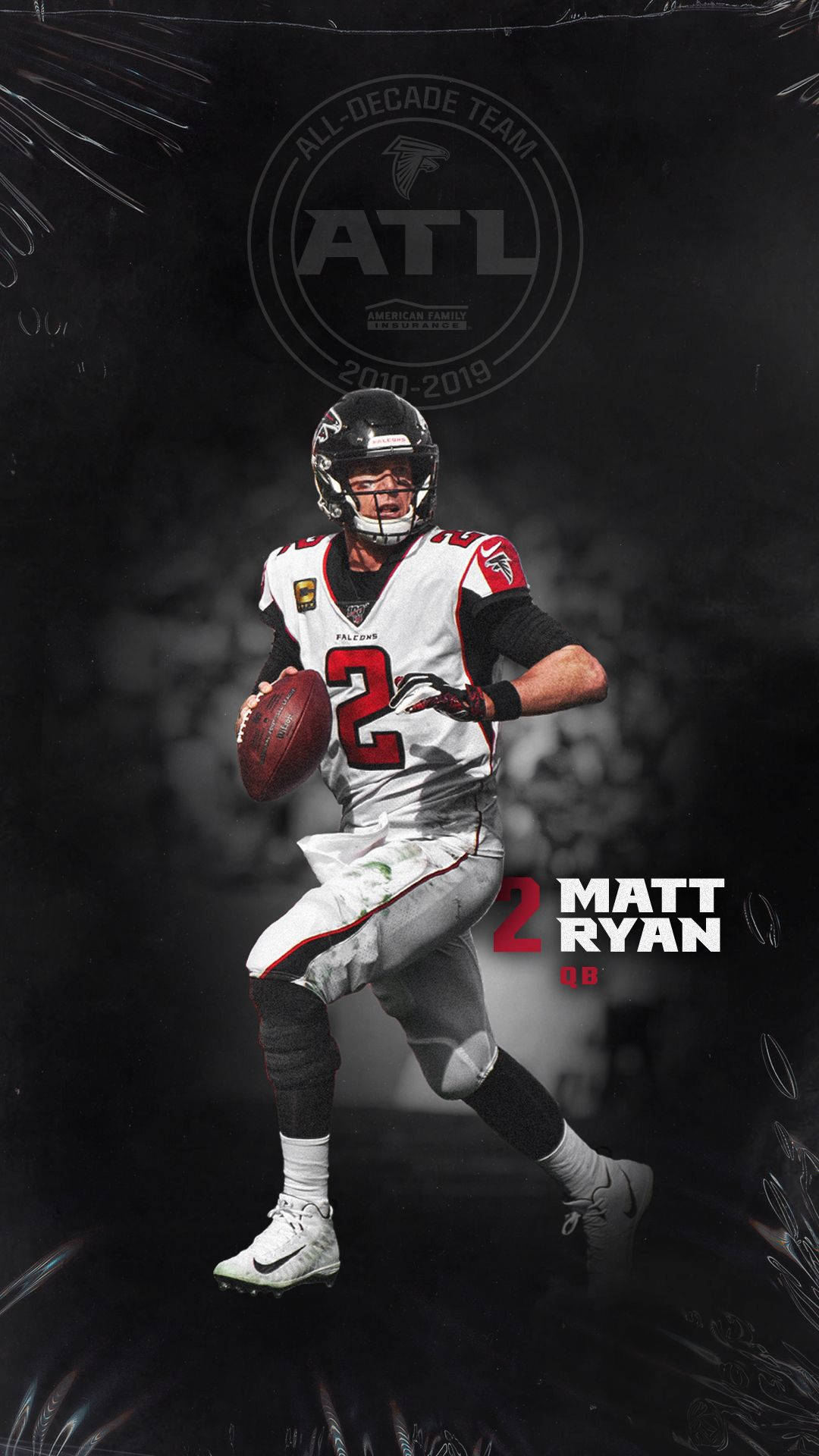 1080x1920 Download Atlanta Falcons Matt Ryan Black Background Wallpaper