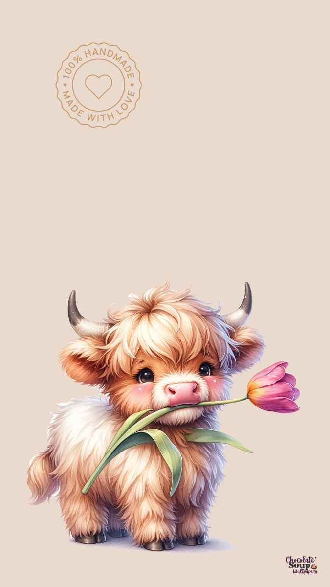 675x1200 Cute Animals Phone Wallpaper. Adorable animal illustration, Cute cartoon cow with flower, Cute phone wallpaper inspiration