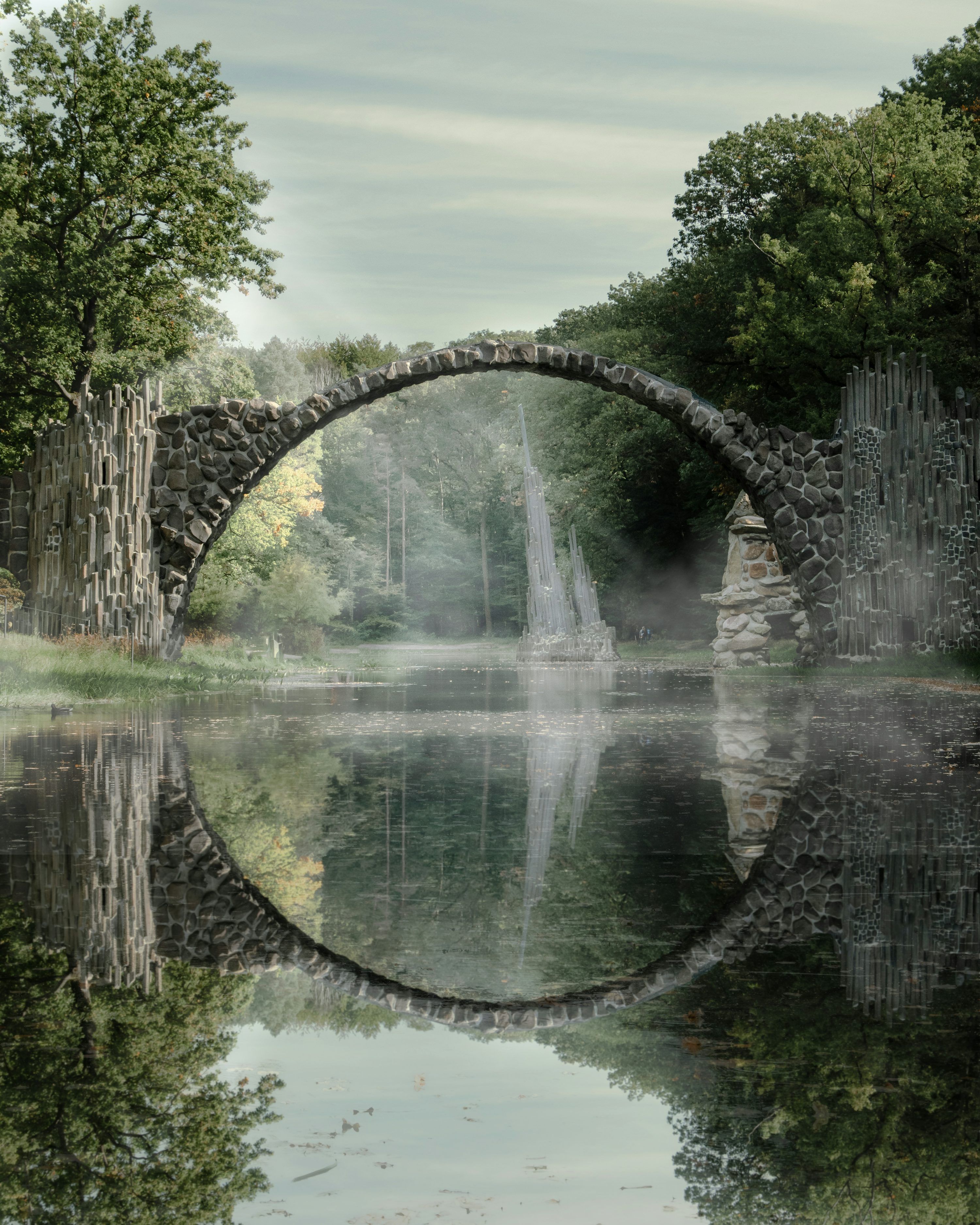3000x3750 A stone bridge over a body of water photo