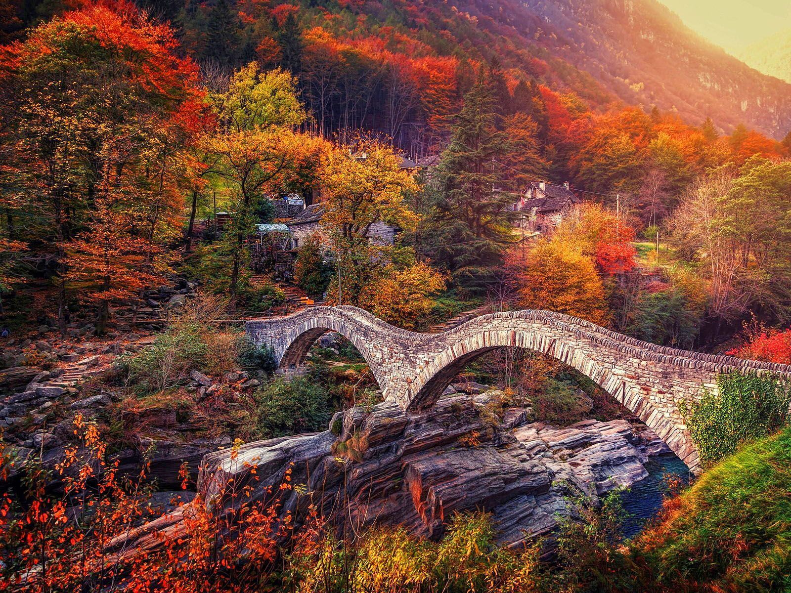 1600x1200 Stone Bridge Autumn Wallpaper