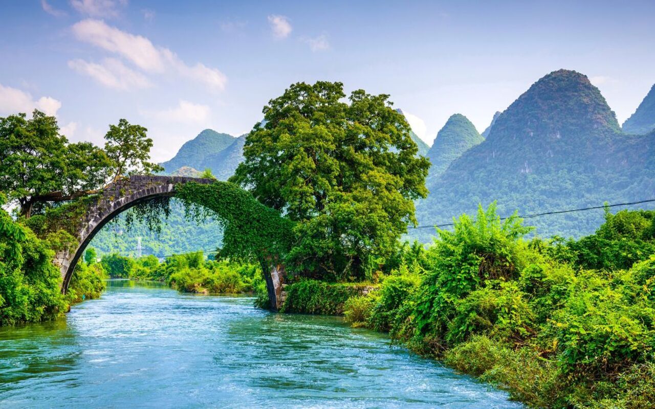 1280x800 Green Bridge Amidst the Landscape wallpaper Web Store