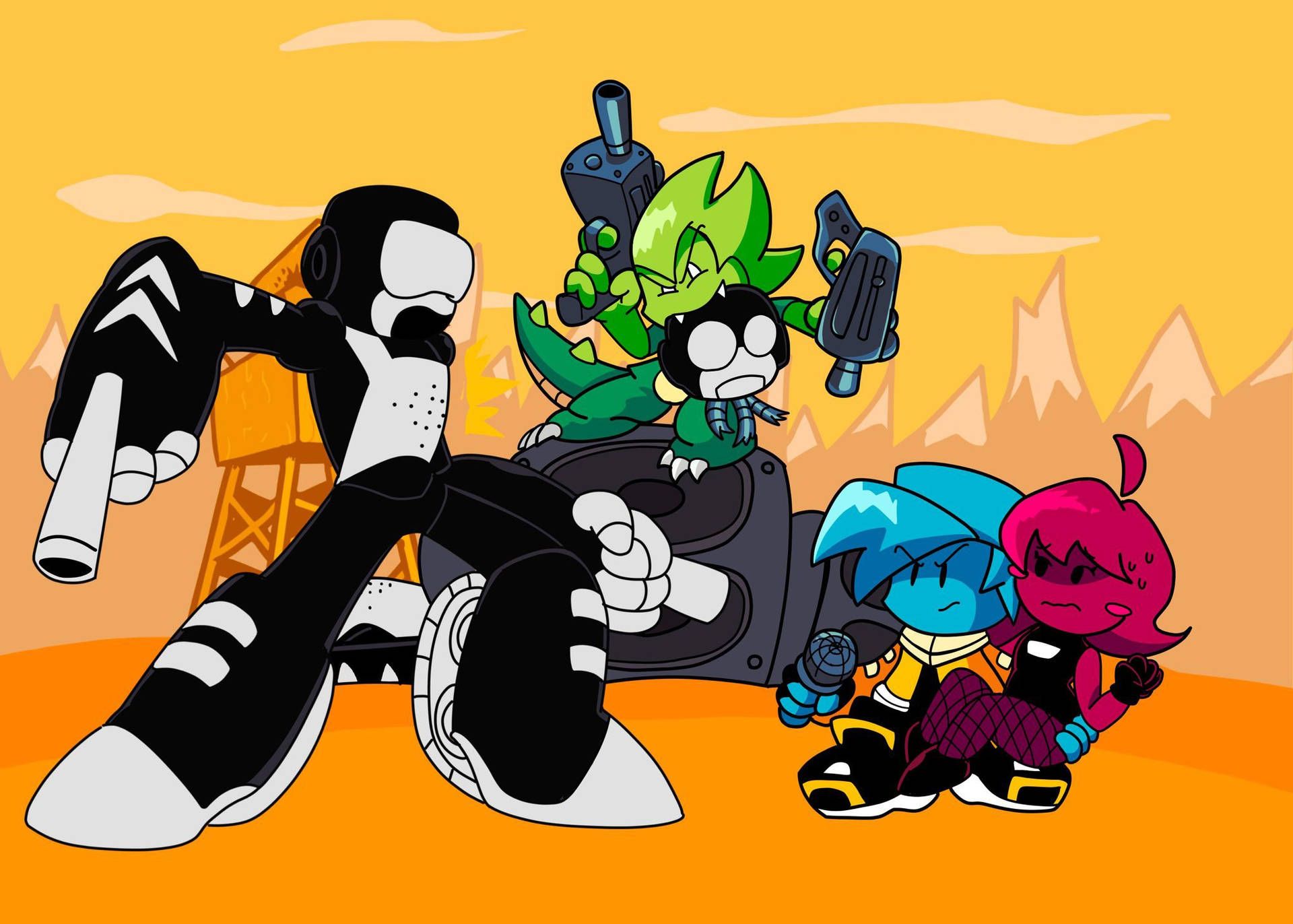 1920x1372 Download FNF Tankman standing tall on Newgrounds battleground Wallpaper