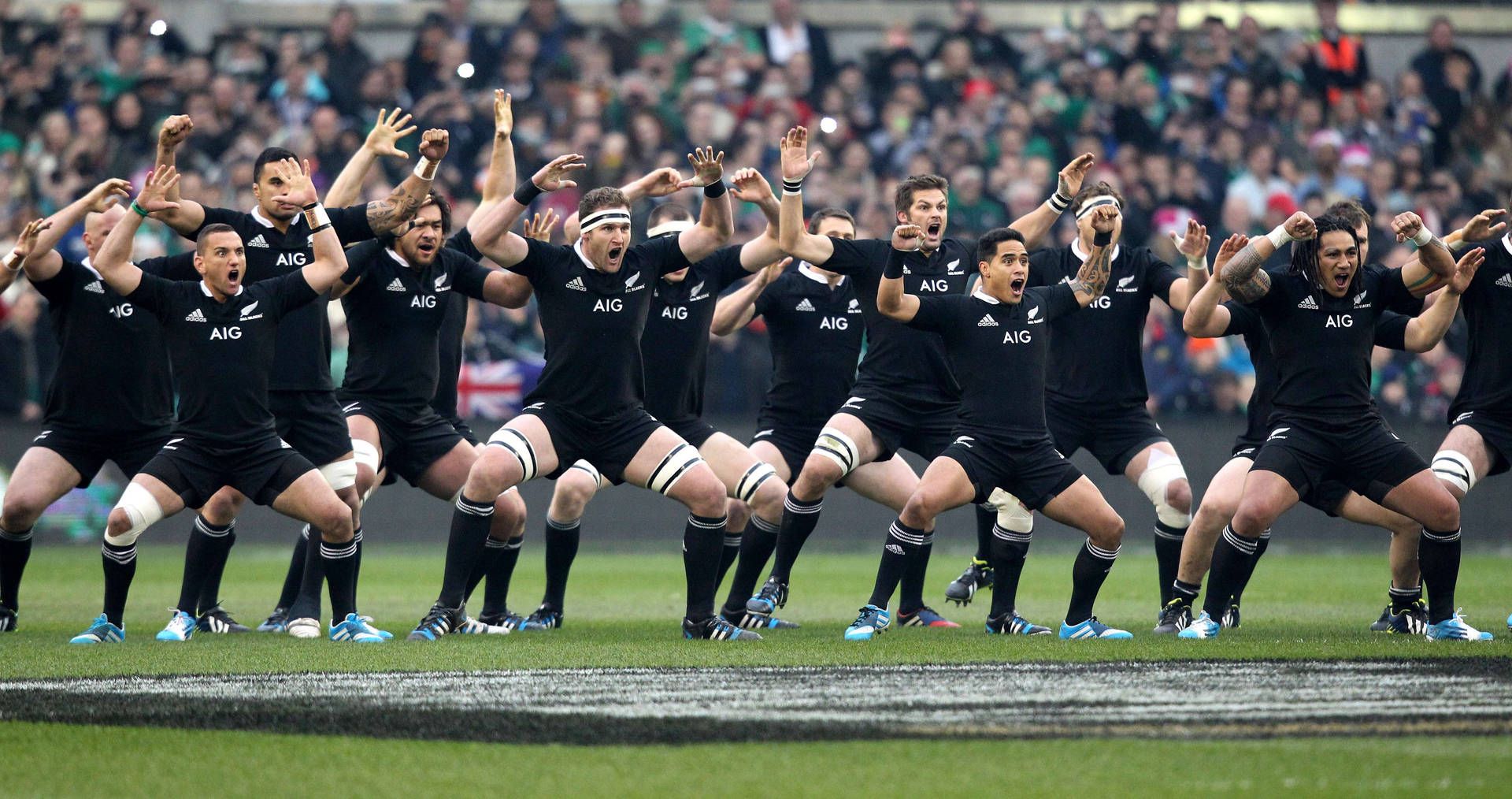 1920x1014 Download Caption: The All Blacks Rugby Team Performing the Haka Ritual Wallpaper