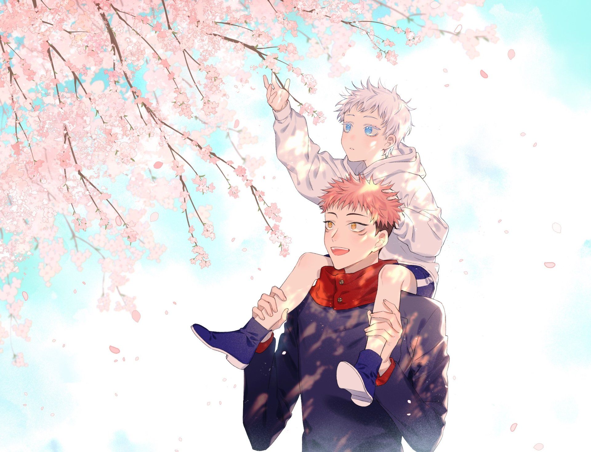 1920x1468 Jujutsu Kaisen HD: Yuji Itadori & Satoru Gojo Cherry Blossom Scenex2709