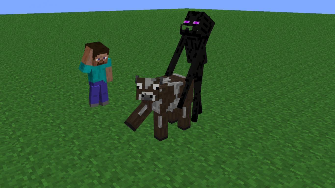 1366x768 Minecraft Cow Wallpaper