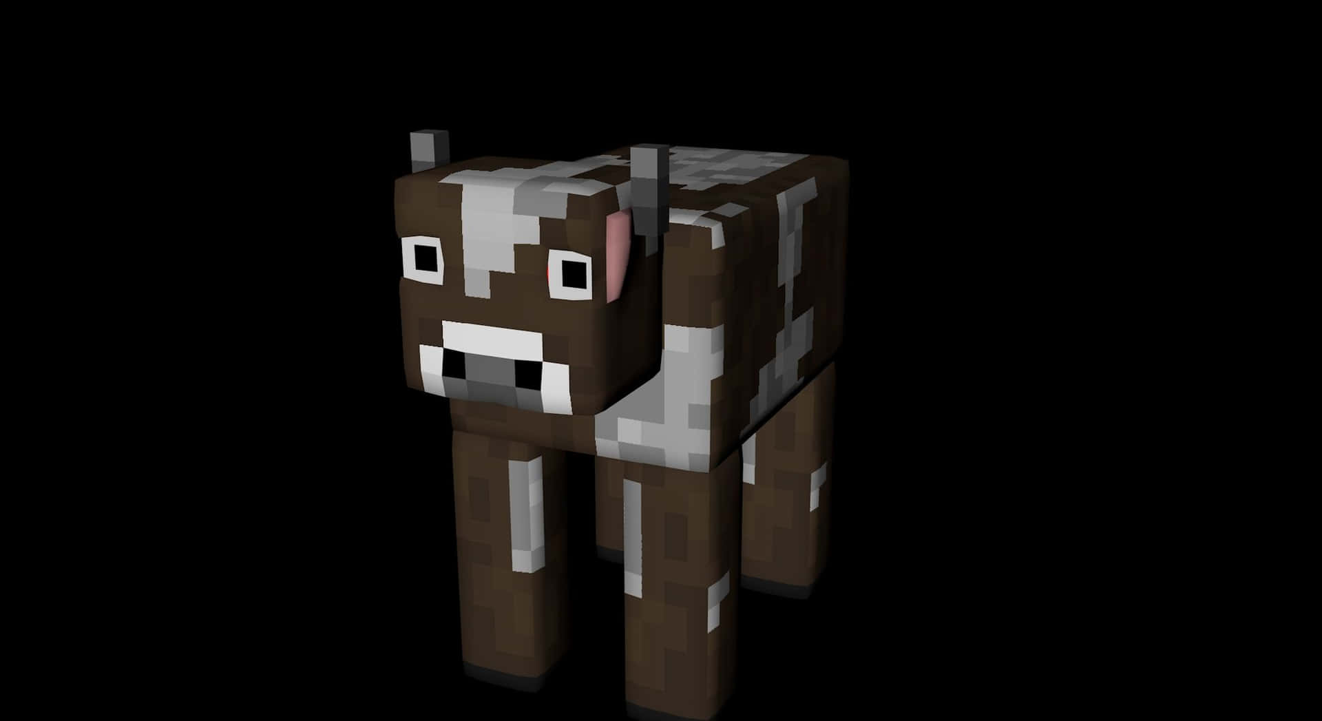 1920x1047 Download Minecraft Cow with Pixelated Landscape Wallpaper