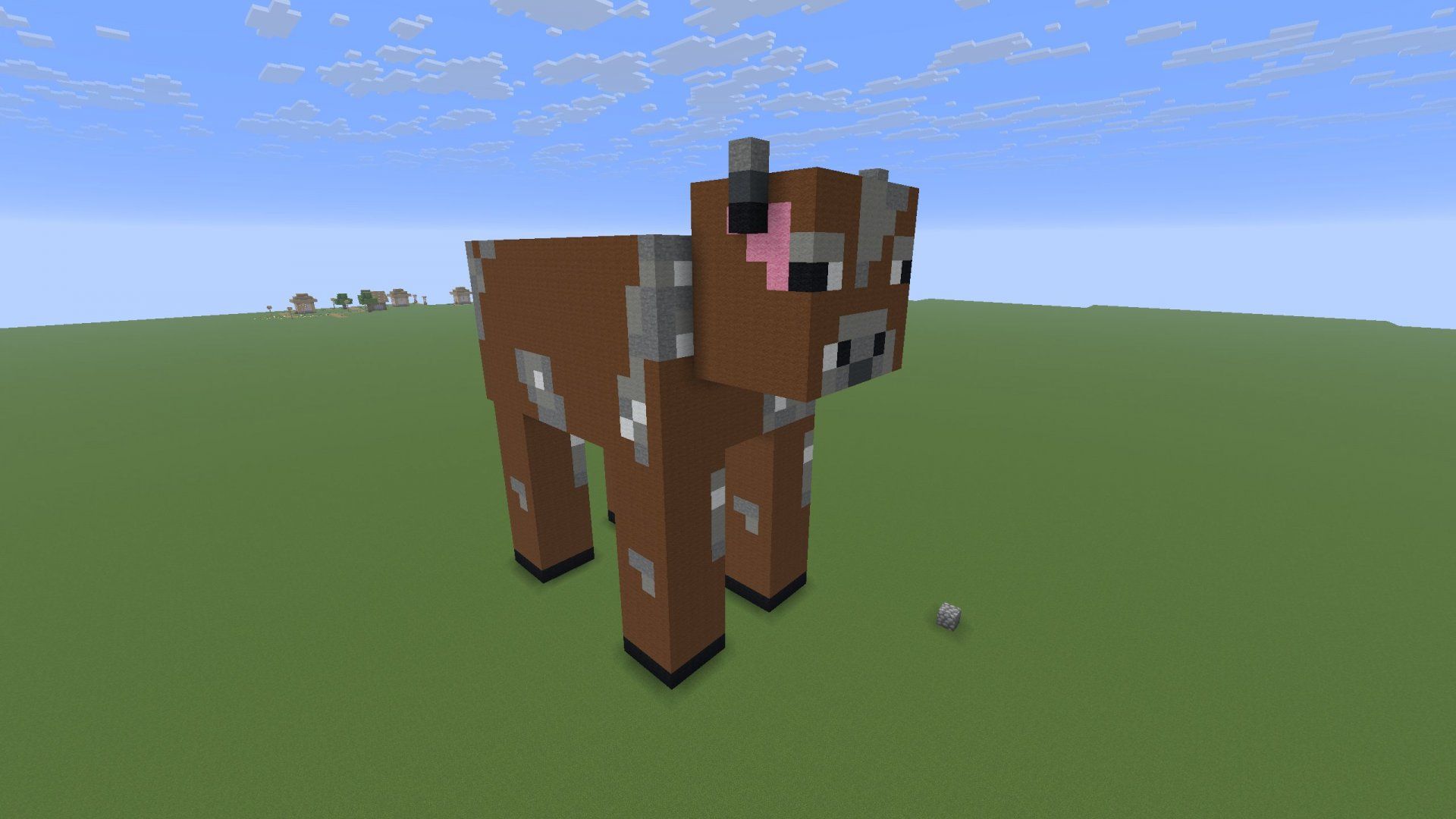 1920x1080 Minecraft Schematic Cow Statue