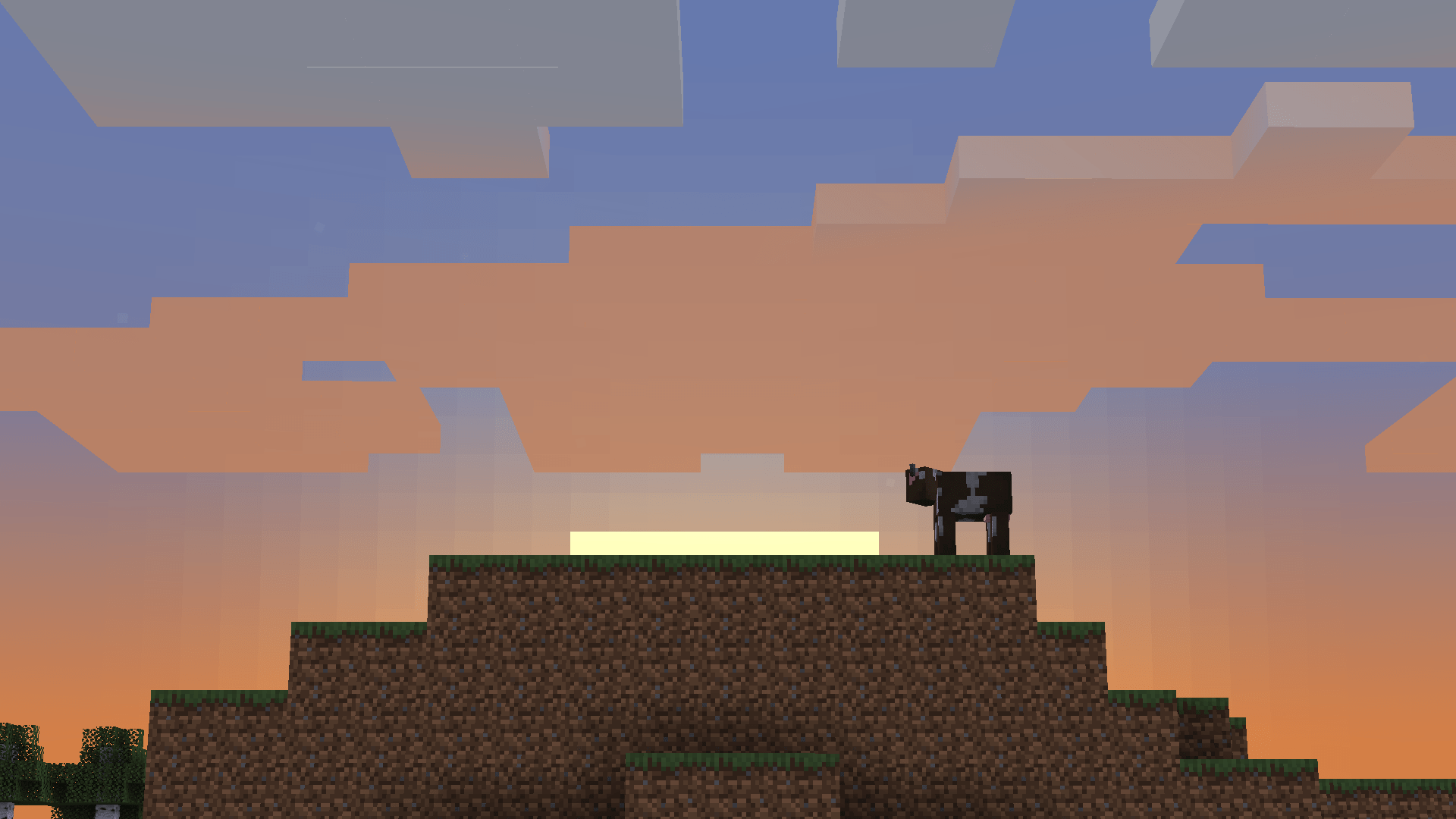 1920x1080 I was building and this cow stay in that little mountain the whole time, so i take a picture of it :D