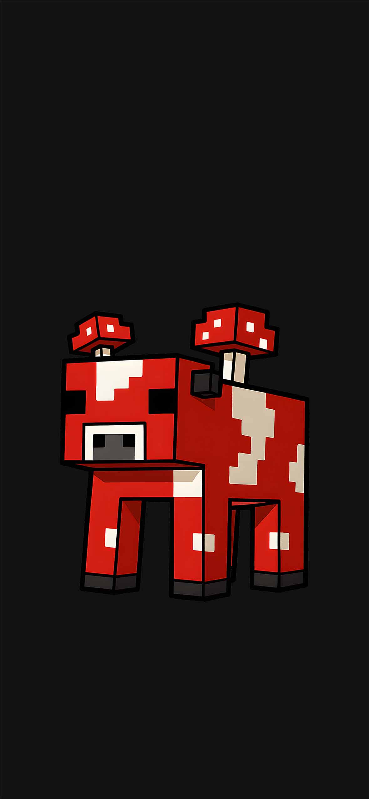 1180x2553 Minecraft Mooshroom Cow Wallpaper Minimalist Wallpaper