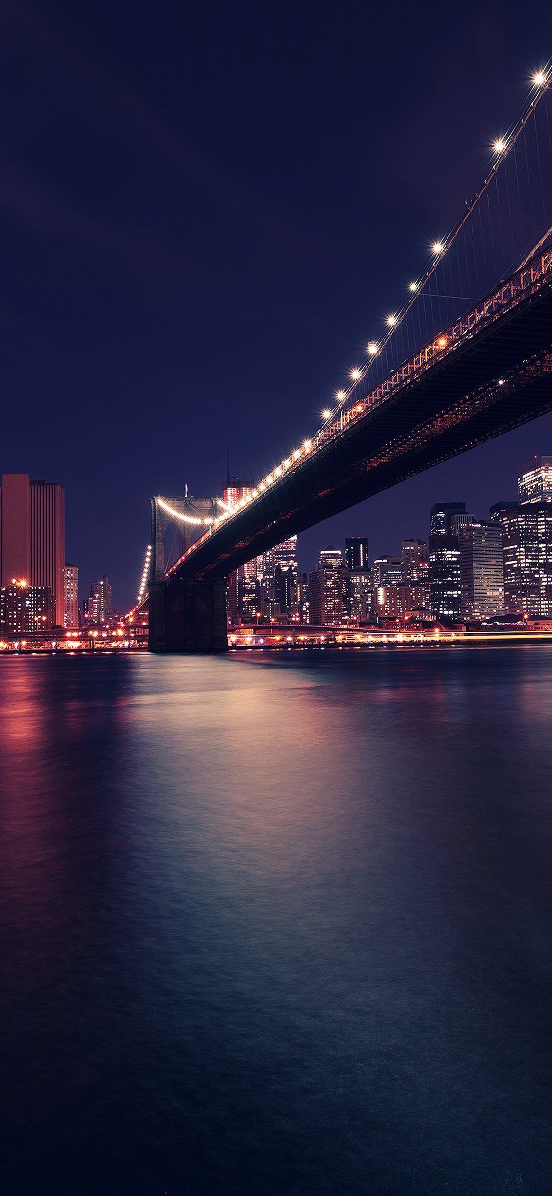 1125x2436 City Night River View Nature Blue iPhone Wallpaper