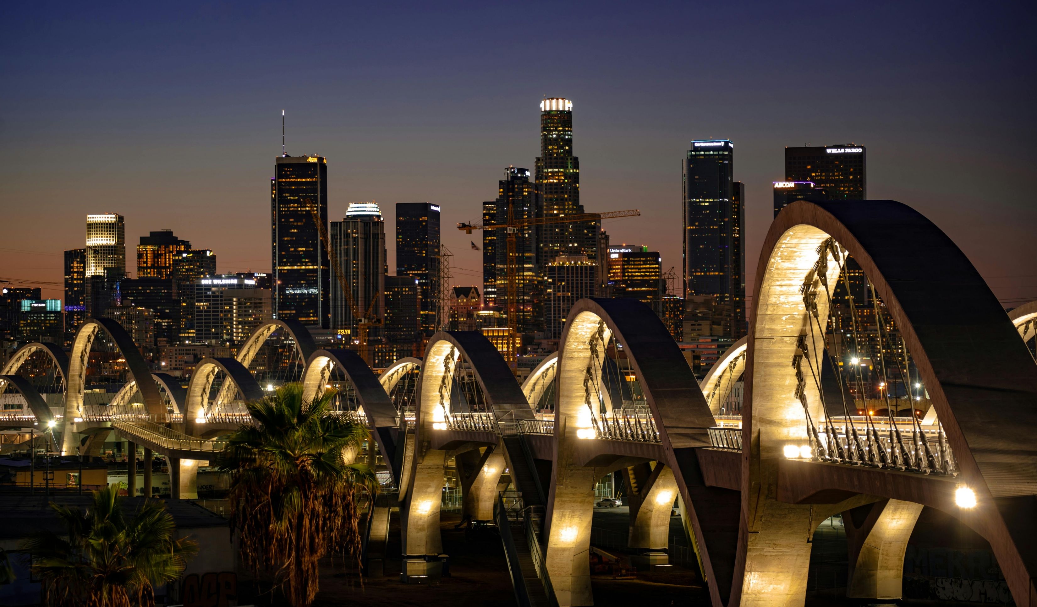 3300x1933 Los Angeles City Bridge LA River California