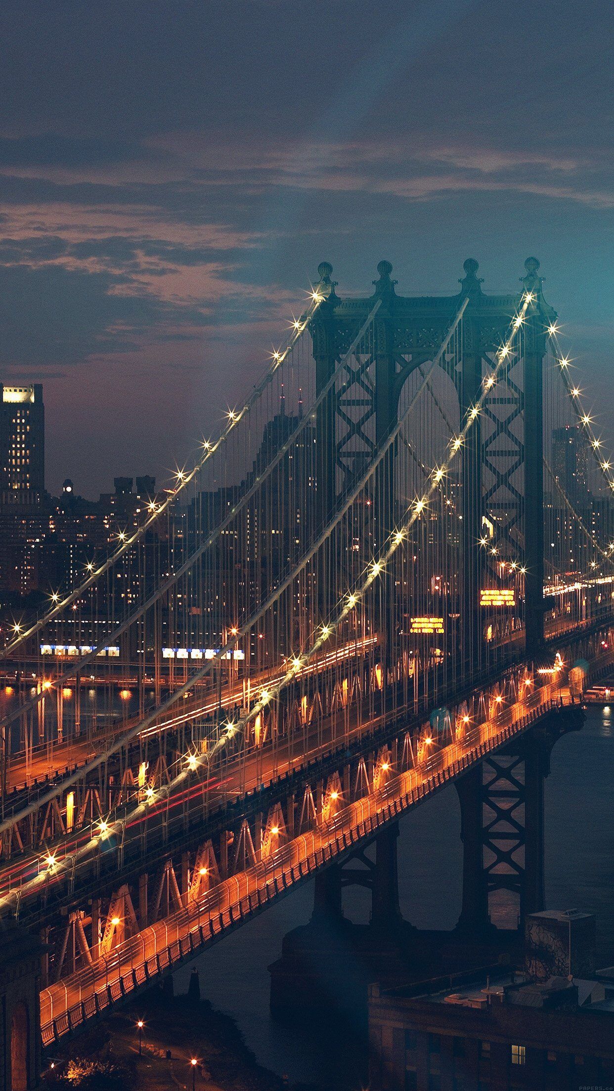 1242x2208 Bridge City River Flare Blue Night View Nature iPhone Wallpaper