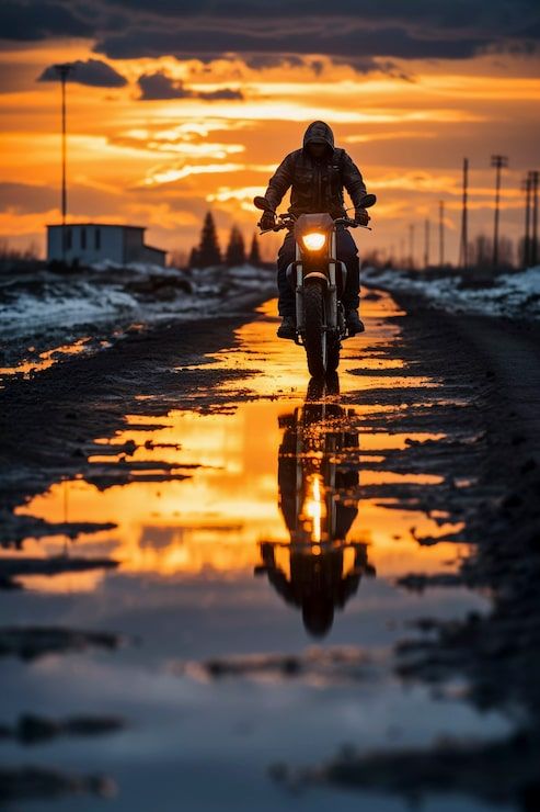 493x740 Motorcycle sunset framing Image