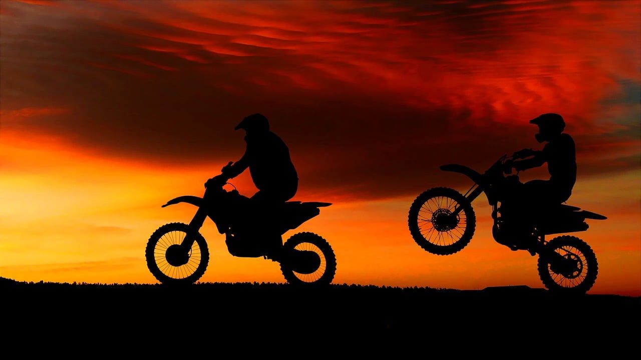 1280x719 Download Sunset Motorcycles Transport. Royalty Free Stock Illustration Image