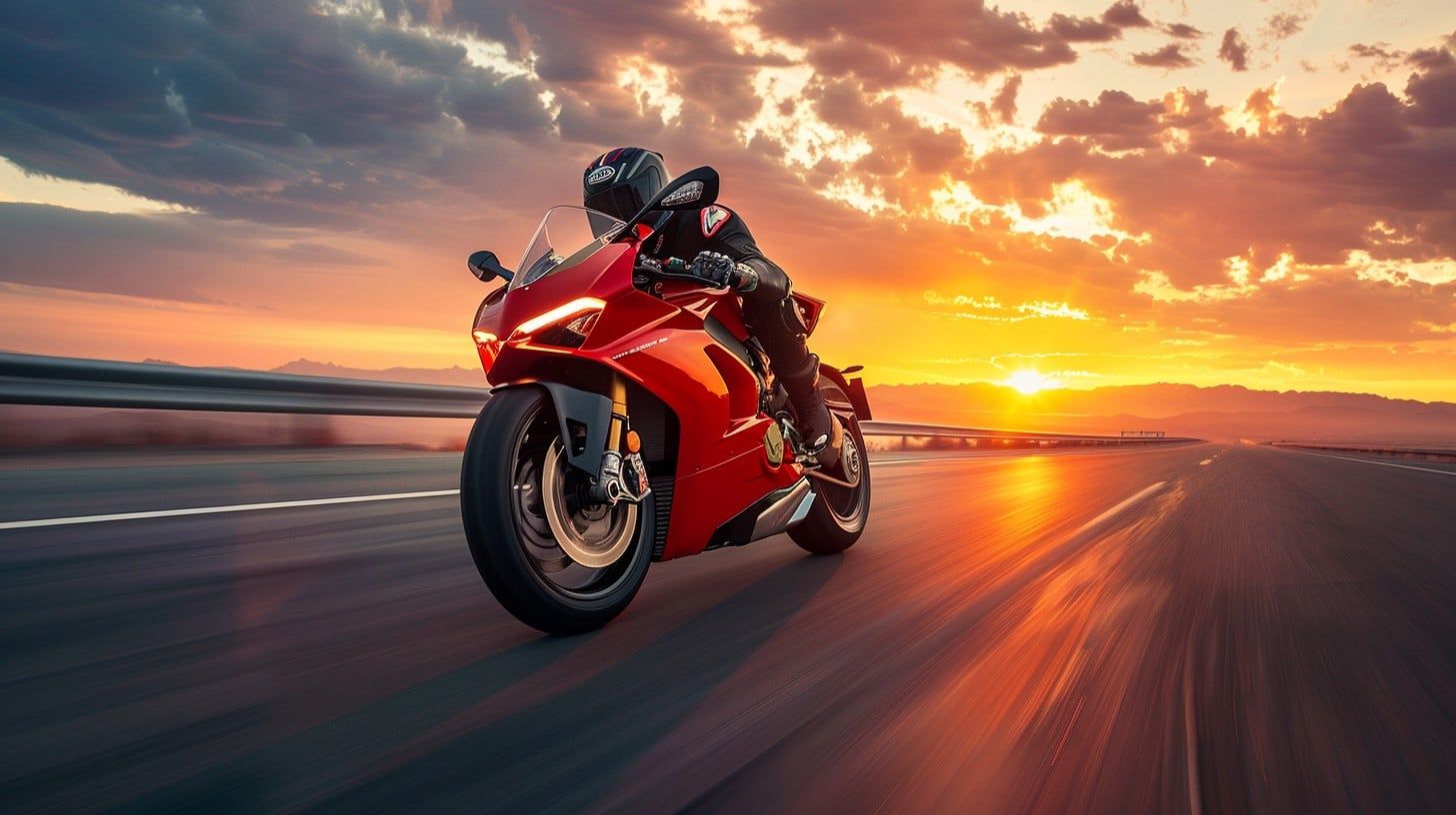 1456x816 Free Sunset Motorcycle Ride Image, Sunset, Speed