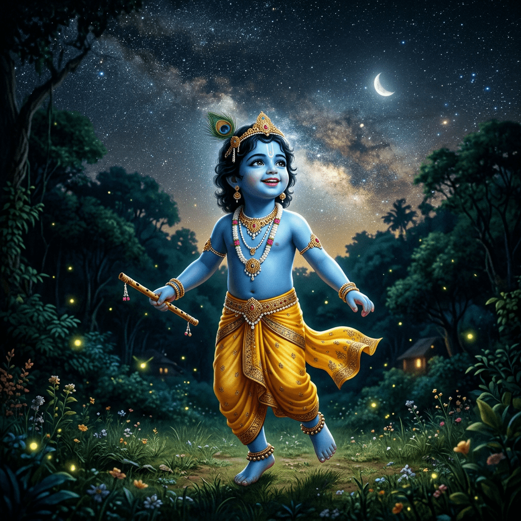 1024x1024 Ultimate HD Wallpaper Of God Shri Krishna. Divine Illustration. AI Art Generator. Easy Peasy.AI