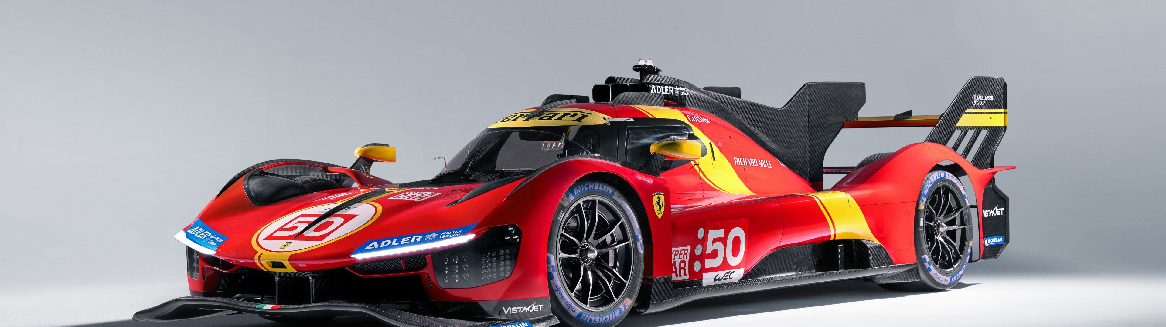 3840x1080 Ferrari 499P Wallpaper 4K, Le Mans Hypercar, Prototype