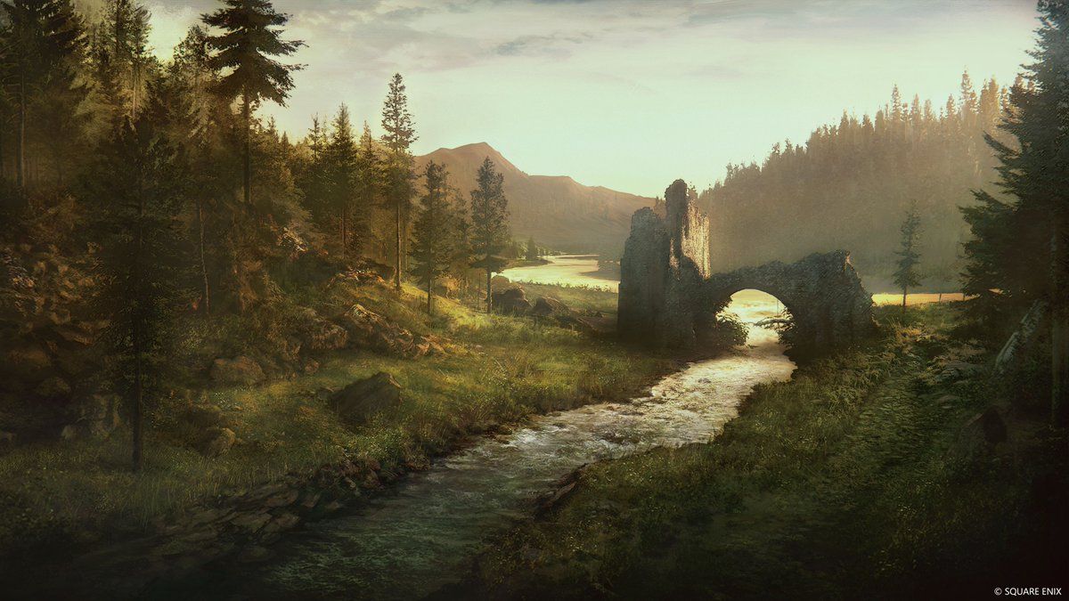 1200x675 Art from Final Fantasy XVI: Valley path, Holy Empire of Sanbreque. #FF16