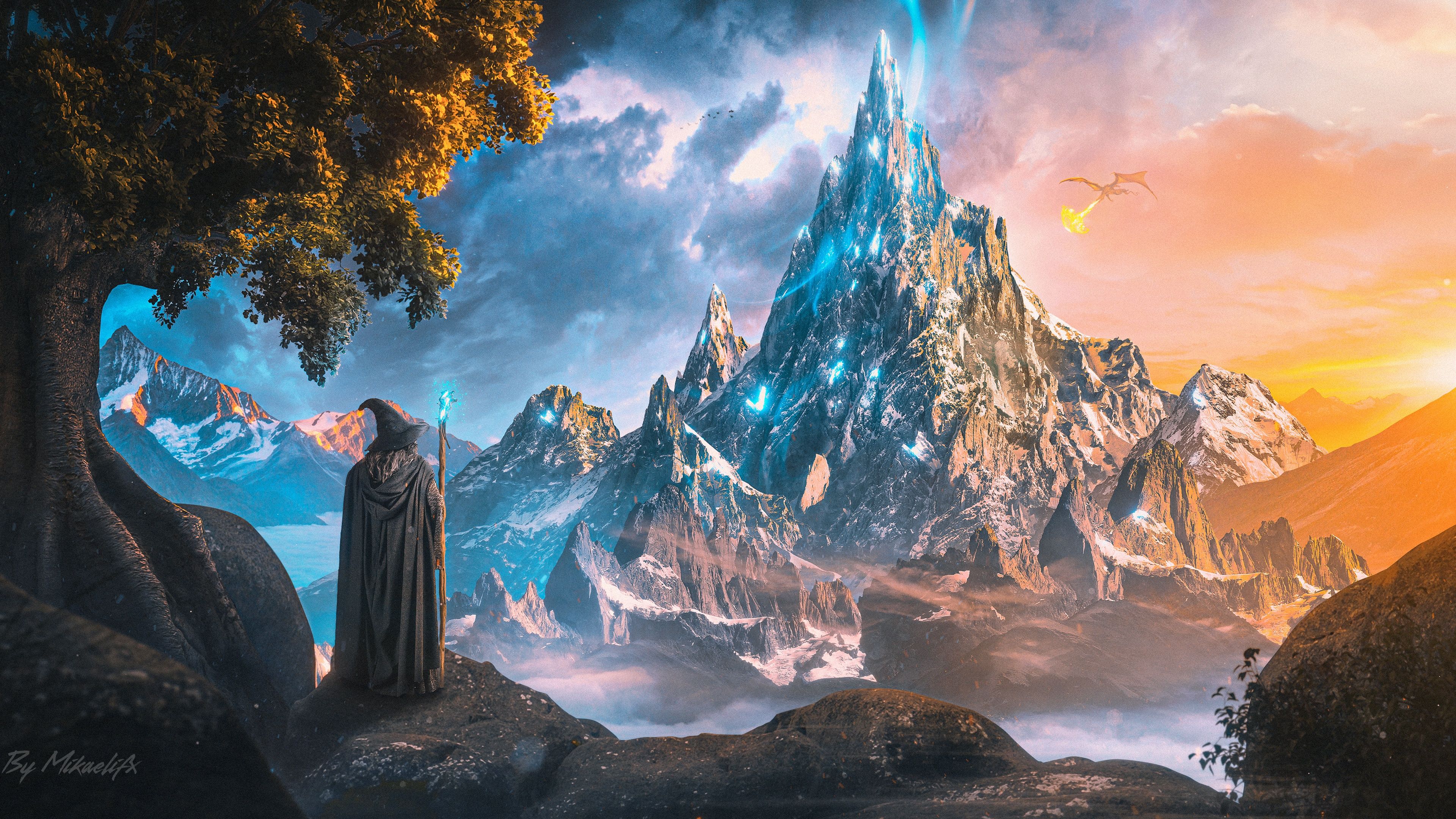 3840x2160 Mountain Wallpaper 4K, Fantasy artwork, Ultrawide
