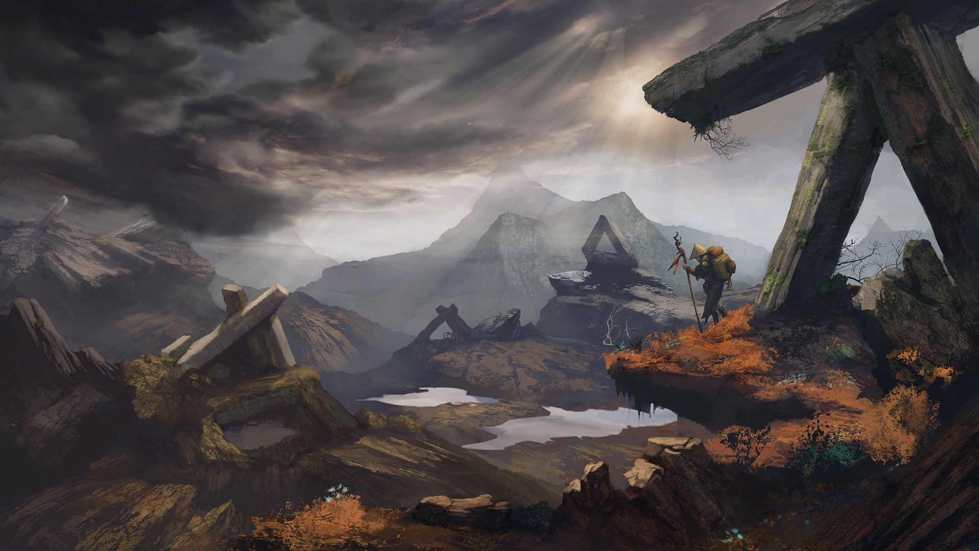 1920x1080 Tatiana Yamshanova valley. Fantasy landscape concept art